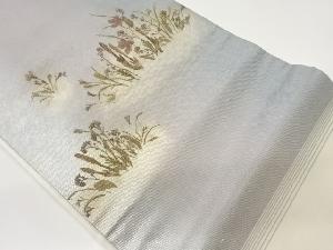 引箔押し花模様開き名古屋帯（額縁仕立て）